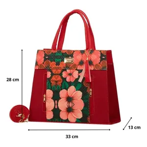 Borsa Tote Floreale Rossa da Donna Emiliana, Taglia Media, Chiusura con Cerniera, Manico Lungo, per Uso Quotidiano e Shopping - Product Image 4