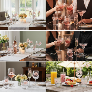 Hồng Bán Buôn Cổ Điển Quế Bột Hoa Cao Chân Rượu Vang Đỏ Ly Thủy Tinh Thiết Lập Handmade 8-Mảnh Cho Đảng Đám Cưới - Product Image 4