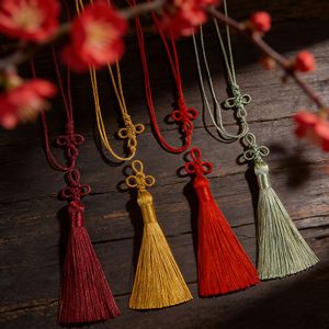 Pendentif Nœud Chinois Trèfle en Soie Glacée et Fil de Polyester, Porte-clés de Voiture Style Antique, Décoration Flottante - Product Image 4