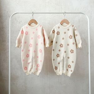 겨울 유아 소년 니트 바디 수트 키즈 소녀 꽃 자카드 면 옷 신생아 아기 장난 꾸러기 - Product Image 2