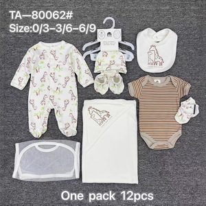 Coffret Cadeau Naissance en Coton pour Bébé, Vente en Gros pour l'Exportation, Ensemble 8 Pièces : Grenouillères, Langes et Couvertures d'Emmaillotage - Product Image 3