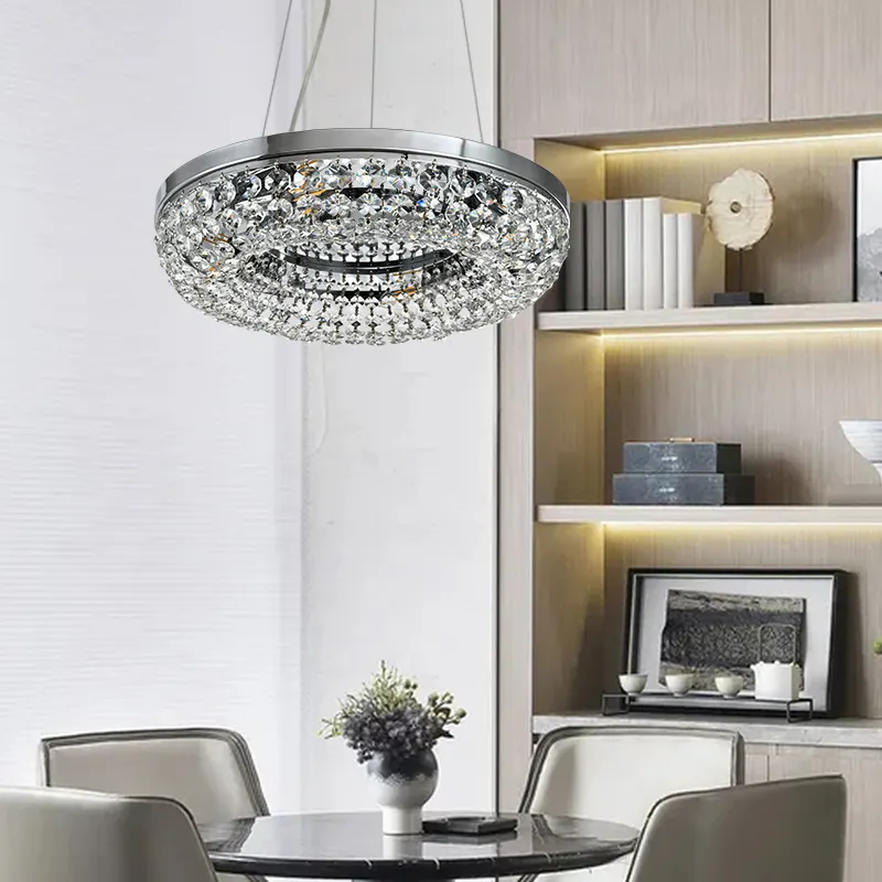 HUAYI Modern Style Luxury Indoor Hotel Modern E14 Decorative Hanging Industrial Crystal Chandeliers