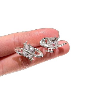 Boucles d'oreilles en alliage d'argent et de diamant avec fil pour oreille, design simple et tendance, haut de gamme, pour soirée, nouvelle tendance 2025, style Ins, unisexe - Product Image 5