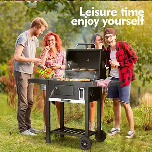 New Upgrade Outdoor Heavy Duty Charcoal Barbecue Grill Outdoor Trolley Bbq Garden Grill