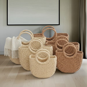 Bolso de playa de paja tejido con cuerda de papel estilo bohemio para mujer, ideal para bodas, venta al por mayor - Product Image 1