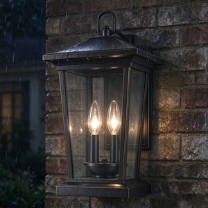 Lámpara de Pared Exterior Moderna de Aluminio Negro Esmerilado con LED Impermeable y Pantalla de Vidrio Transparente, Adecuada para Iluminación de Jardín - Product Image 2