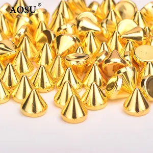 AOSU Wholesale 8mm Gold Color Decoration Rivets Plastic studs and spikes For Clothes Leather Bag DIY Crafts