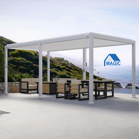 Pergola extérieure moderne de luxe en aluminium avec toit imperméable, pergola de jardin en métal