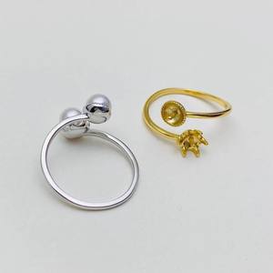 Base para Anillo de Plata S925 10617, Accesorios para Perlas DIY con Tecnología de Incrustación de Garra Redonda de 10-12 mm, Joyería de Plata Elegante - Product Image 3