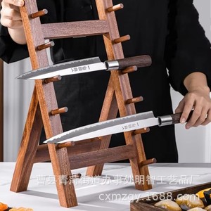 Wooden Knife <b>Rack</b> 3 Tier Foldable Standing Storage Display <b>Rack</b> For <b>Kitchen</b> Organization - Product Image 2