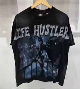 Sommer High-Street Strass Designer Markenkleidung T-Shirts Herren LH Kurzarm Übergröße Hip-Hop Life Hustlers Herren-T-Shirt - Product Image 1