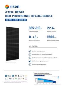 Panneau solaire Risen RSM144-10-585-610BNDG de type N pour module bifacial haute performance 585W-610W, efficacité 22,6% - Product Image 3