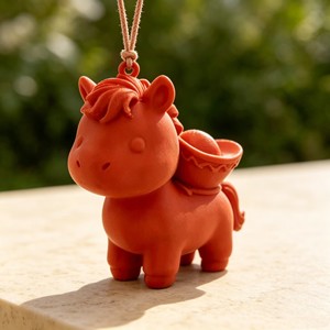 Red Horse Pendant Keychain Cute Animal Charm For Bag Gift Resin Material Unisex Fashion Accessory - Product Image 3