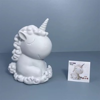 Tirelire licorne DIY en résine écologique de 18 cm, populaire, pour peinture fluide, ours fait main pour enfants et adultes