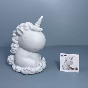 <span class=keywords><strong>Tirelire</strong></span> <span class=keywords><strong>licorne</strong></span> DIY en résine écologique de 18 cm, populaire, pour peinture fluide, ours fait main pour enfants et adultes - Product Image 2