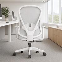 Chaise de bureau ergonomique pour la maison, chaise d'ordinateur pivotante à dossier moyen avec roulettes, soutien lombaire réglable, accoudoirs 3D