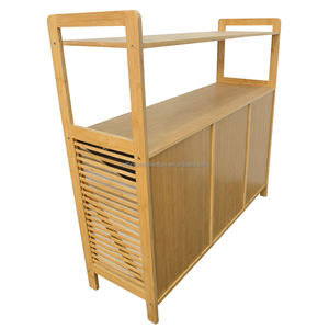 Meuble de <span class=keywords><strong>rangement</strong></span> en bambou Workday Neat SYT pour bureau à domicile, organisateur de zone latérale avec porte à lattes pour dossiers d'angle - Product Image 6