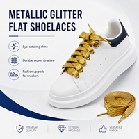Lacets plats dorés métalliques en gros, lacets larges scintillants pour baskets, mode OEM ODM Mingjia