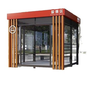 Sala de Fumadores para Exteriores, Marco de Aluminio, Diseño Industrial Rectangular, Resistente, Independiente, para Uso Público - Product Image 4