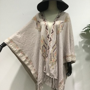 ST019S009 Fashion Boho Popular Knitted Embroidery Women's Sweater <b>Poncho</b> With Tassel - Product Image 3