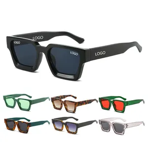 2024 Luxury Fashion Custom Logo Retro Trendy Uv400 Sunglasses Gafas De Sol Shades Small Rectangle Sunglasses Men Women