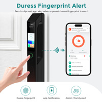 Serrure Intelligente WiFi SJJ Entièrement Automatique avec Reconnaissance Faciale Tuya, Interphone Vidéo à Détection de Veines Palmaires, Déverrouillage à Distance, en Aluminium/Bois pour Application Cloud