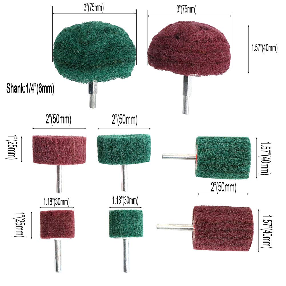 6Pcs Scouring Pads Non Woven Abrasive Drill Cleaning Kit, Abrasive