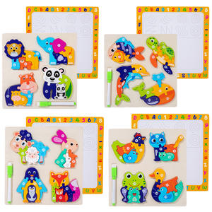 Puzzle 3D in Legno Montessori 2-in-1 per Bambini, Educazione Precoce, Puzzle Cartoon con Lavagna <span class=keywords><strong>da</strong></span> Disegno, <span class=keywords><strong>Giochi</strong></span> Certificati En71 per Ragazzi - Product Image 6