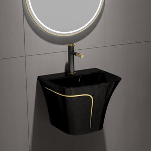 WC Deluxe Baño Artículos sanitarios <span class=keywords><strong>Inodoro</strong></span> de cerámica <span class=keywords><strong>integrado</strong></span> y juego de lavabo Baño <span class=keywords><strong>Inodoro</strong></span> negro dorado - Product Image 3