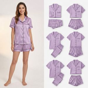 <span class=keywords><strong>Pigiama</strong></span> in <span class=keywords><strong>Raso</strong></span> di Alta Qualità per Donna 2026, Set Morbido e Setoso con Bottoni e Maniche Corte, Personalizzabile OEM con Etichetta Privata - Product Image 4
