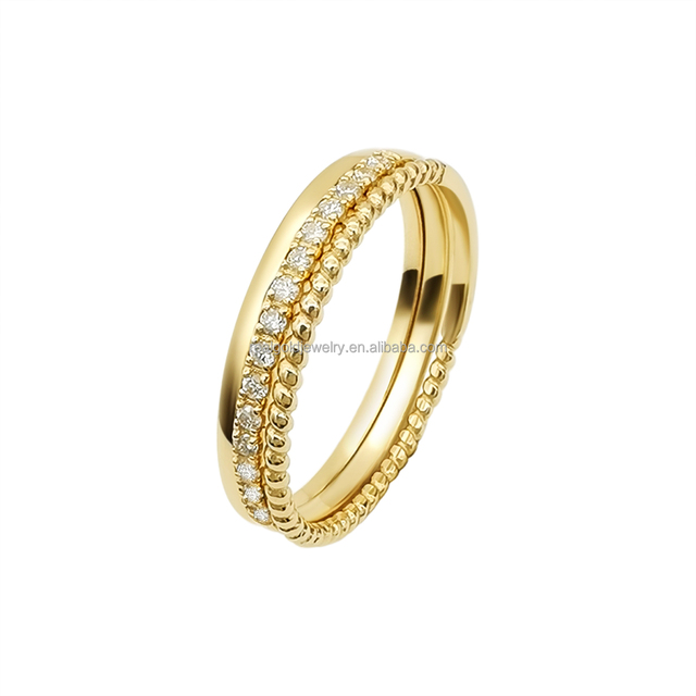 Elegant Diamond Eternity Band 3 Stackable Ring 14k Au585 Solid Gold Engagement Wedding Ring Trio Set for Women Fine Jewelry