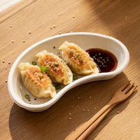 Plateau alimentaire jetable en bagasse de canne à sucre, compostable, biodégradable et écologique, en forme de croissant, pour la restauration de sushis