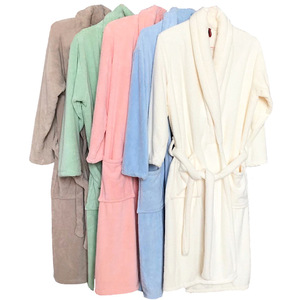 Peignoir en polaire corail pour adulte, unisexe, épais, absorbant, anti-peluchage, vêtement d'intérieur automne-hiver avec poches et ceinture - Product Image 5