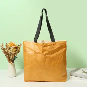 Custom Eco-friendly Simple Vintage Reusable Tyvek Paper Tote Bag Women's Tyvek Shopping Handbag Dupont Shoulder Bag