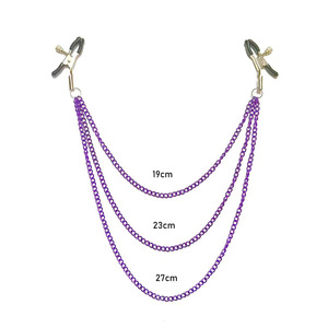 Pinces à tétons érotiques pour couples, jouets sexuels alternatifs pour hommes et femmes, pinces à double pointe longues et violettes avec clochettes. - Product Image 1