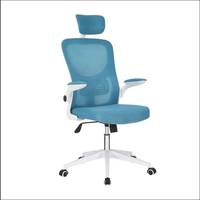 Chaise de bureau pivotante moderne en maille avec accoudoirs fixes, hauteur réglable, base métallique de qualité commerciale, pieds en nylon/galvanisés, tissu