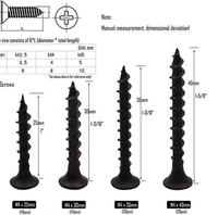 Vis à cloison sèche phosphatées noires à visage auto-taraudeur pour plaques de plâtre et construction en bois – Approvisionnement direct usine