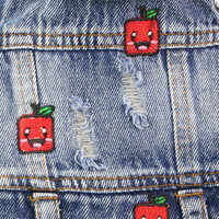 Vêtements pour chiens : Gilet en jean brodé de fleurs et de fruits pour Bichon, Teddy, Bouledogue