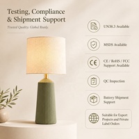 Lampe de table en céramique sans fil personnalisée OEM avec abat-jour en tissu, USB-C, 3 températures de couleur, à intensité variable pour projets hôteliers sous marque privée