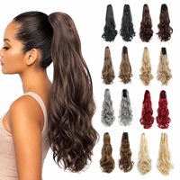 Queue de cheval synthétique longue et ondulée avec pince à griffes pour femme, extension de cheveux naturelle, postiche pour queue de cheval