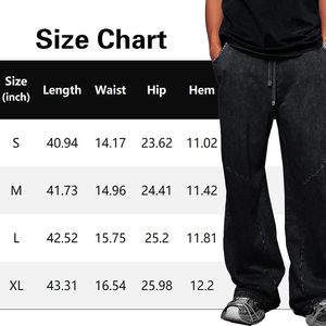 FOXA Pantalon de jogging pour homme en coton délavé à l'acide avec cordon de serrage, style Hip Hop Streetwear, respirant, coupe ample - Product Image 5