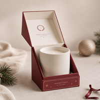 Boîte cadeau de luxe rigide personnalisée pour Noël avec couvercle rabattable et insert rond pour bougie parfumée, diffuseur de parfum, emballage de fêtes