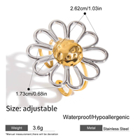 Neuer Modeschmuck Zweifarbiger Gänseblümchen-Ring für Damen Edelstahl Vergoldet Minimalistischer Blumen-Hohlring