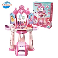 Ensemble de maquillage pour enfants avec porte à induction lumineuse et musicale, chaise de jeu en plastique, jeu éducatif, coiffeuse