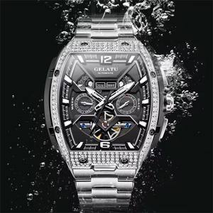 Reloj GELATU para hombre con esfera grande, automático, mecánico, hueco, resistente al agua, con fecha y día de la semana, reloj de lujo. - Product Image 4