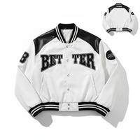 En Stock, Chaquetas Varsity de Lana Estilo Universitario con Manga de Cuero Genuino OEM, Logotipo Bordado en Chenille, Diseño Personalizado, Envío Rápido