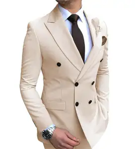 HD154 2022 yeni 1 adet erkek blazer takım elbise ceket Slim Fit kruvaze Notch yaka Blazer ceket düğün damat