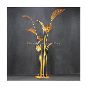 ต้นกล้วยโลหะสีทองแบบฟรีขนาดสำหรับเวทีแต่งงานดอกไม้แบบตั้งพื้นหลังต้นปาล์มประดับใบอุปกรณ์ประกอบฉากแต่งงาน - Product Image 1
