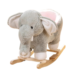 Cheval à bascule en peluche pour bébé de 6 à 24 mois, animal en peluche gris rose, cheval à bascule éléphant - Product Image 1