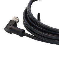 Connecteur circulaire KRONZ M12 femelle 5 broches coudé à 90 degrés, étanche IP67, en PVC pré-moulé noir, non blindé